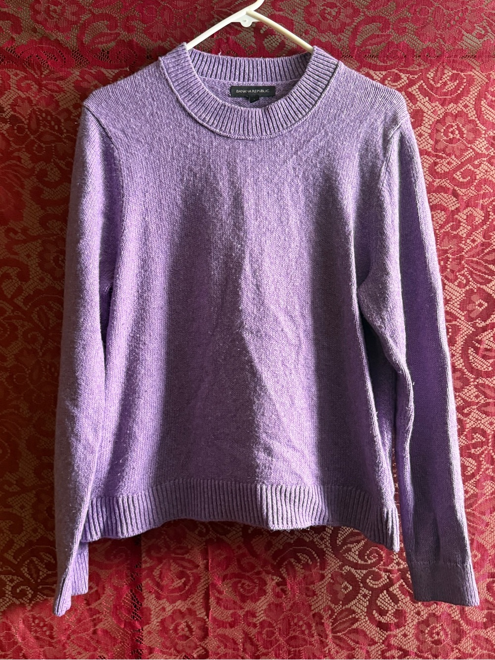 Banana Republic Lavender Knit Crewneck Sweater Soft Coquette Pullover Size L